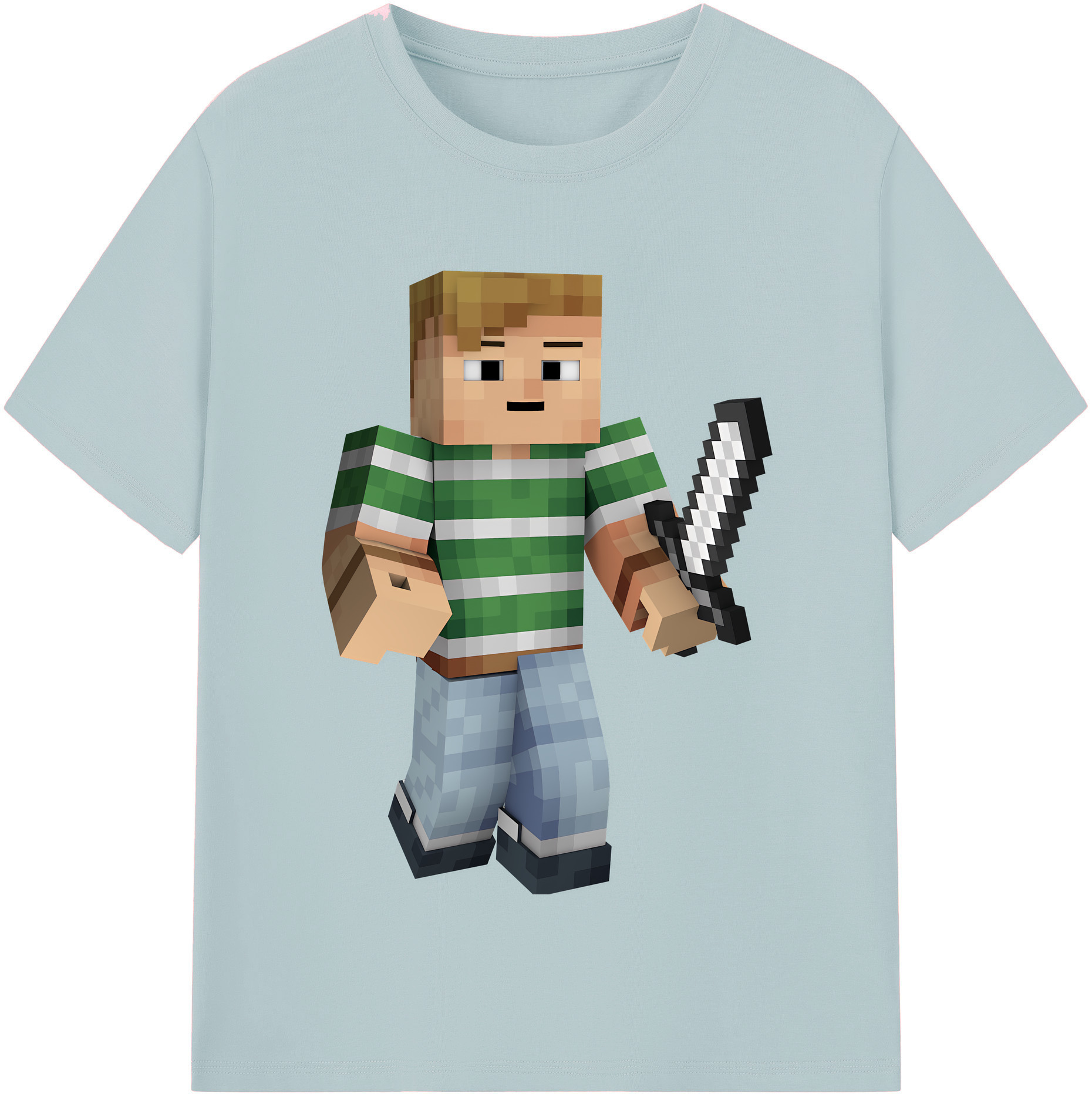 （画像用） マインクラフト ブロックの世界 Minecraft MC Block world 綿100％半袖Tシャツ（フロントプリント）
